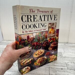 Treasury of Creative Cooking Deluxe Hardcover Cookbook Gold Leaf‎ 1992